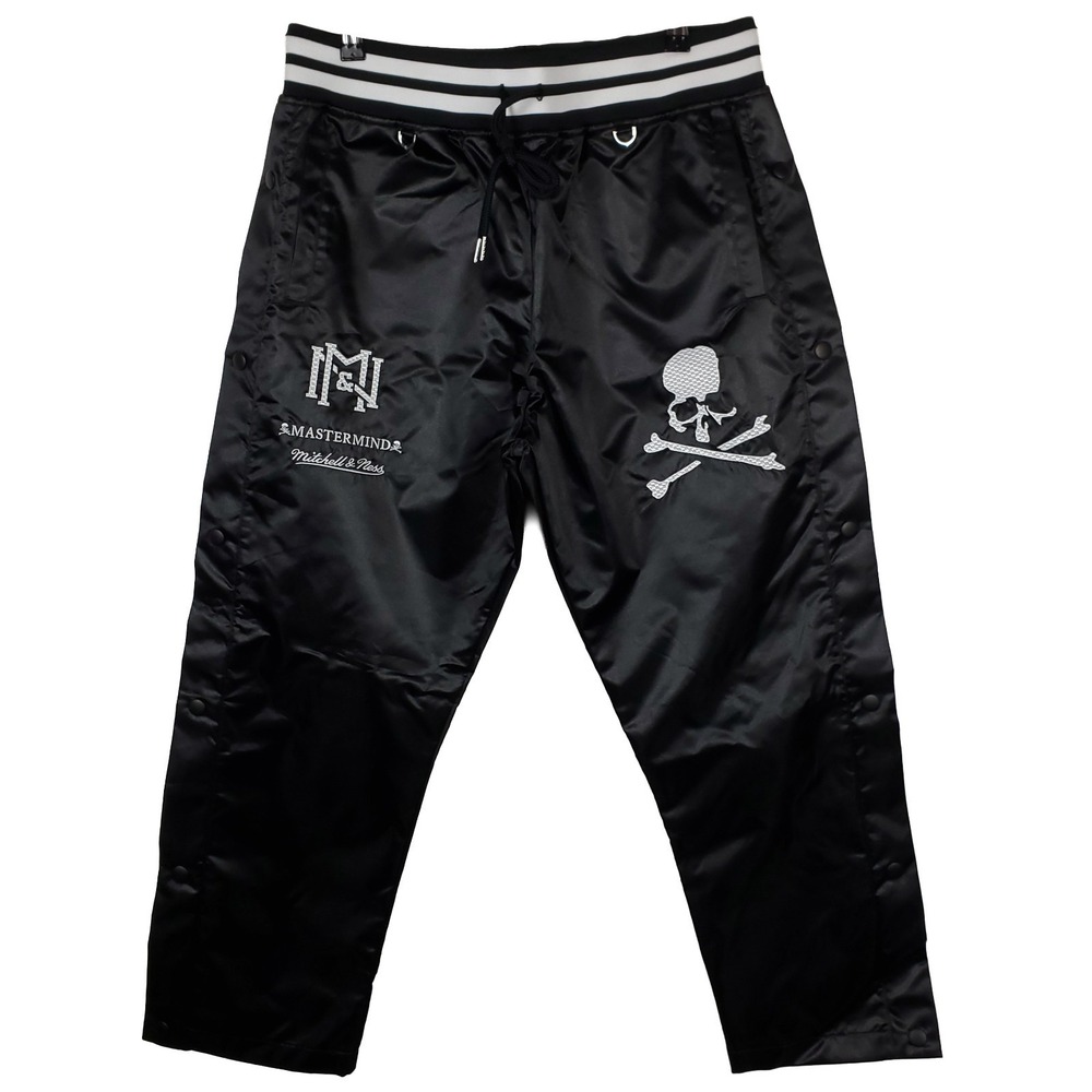 Mastermind World Mitchell & Ness Large Satin Tear Away Pants Black White‎ New